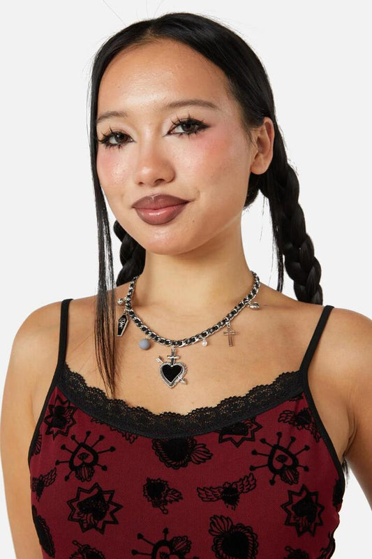 Image of Charms. Productname: Mercy Charm Necklace in Black/Silver colour by brand - Dangerfield