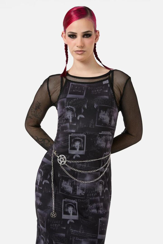 Image of Accessories. Productname: Pentagram Chain Belt in Silver colour by brand - Black Friday