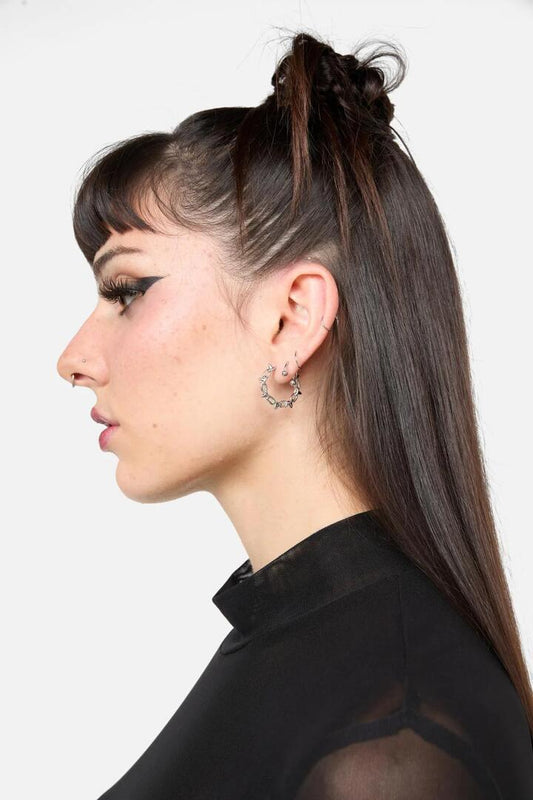Image of Jewelry. Productname: Spike Chain Hoops in Silver colour by brand - Black Friday