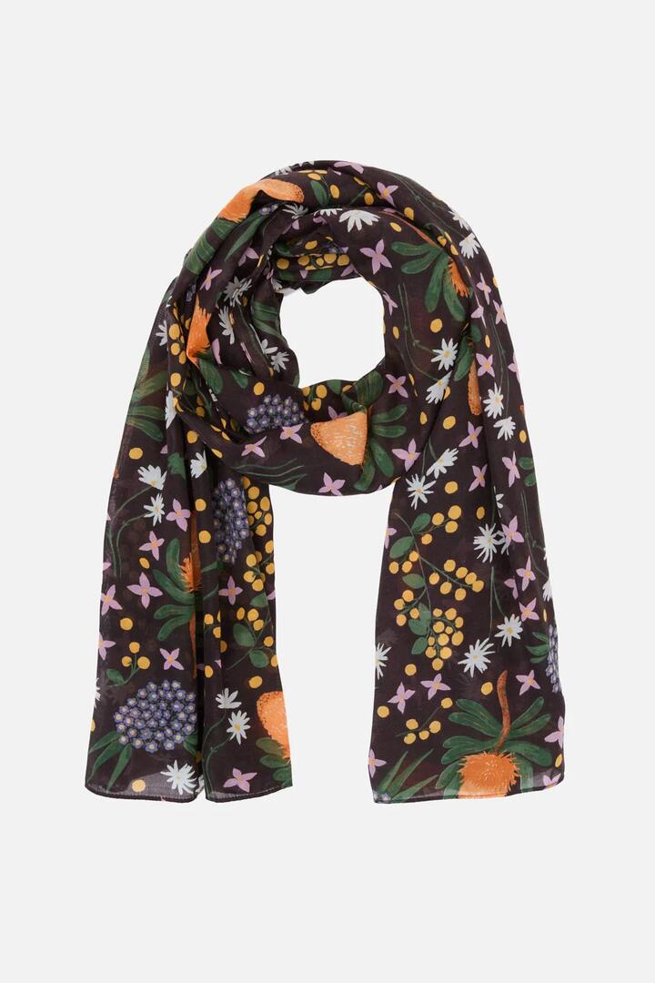 Image of Accessories. Productname: Banksia Bouquet Scarf in Chocolate colour by brand - Princess Highway