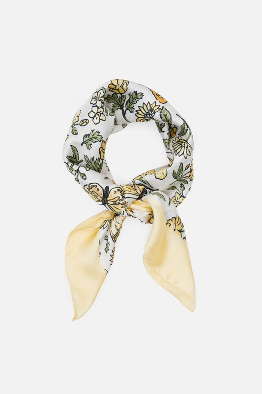 Image of Accessories. Productname: Yvette Butterfly Satin Scarf in Cream colour by brand - Princess Highway