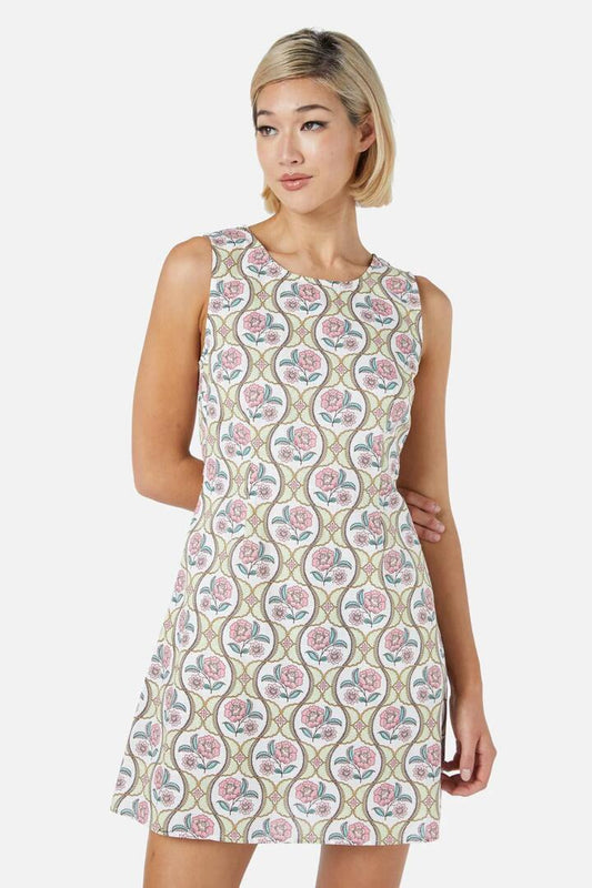 Image of a model wearing Dress. Productname: Renata Mini Dress in Green colour by brand - Princess Highway