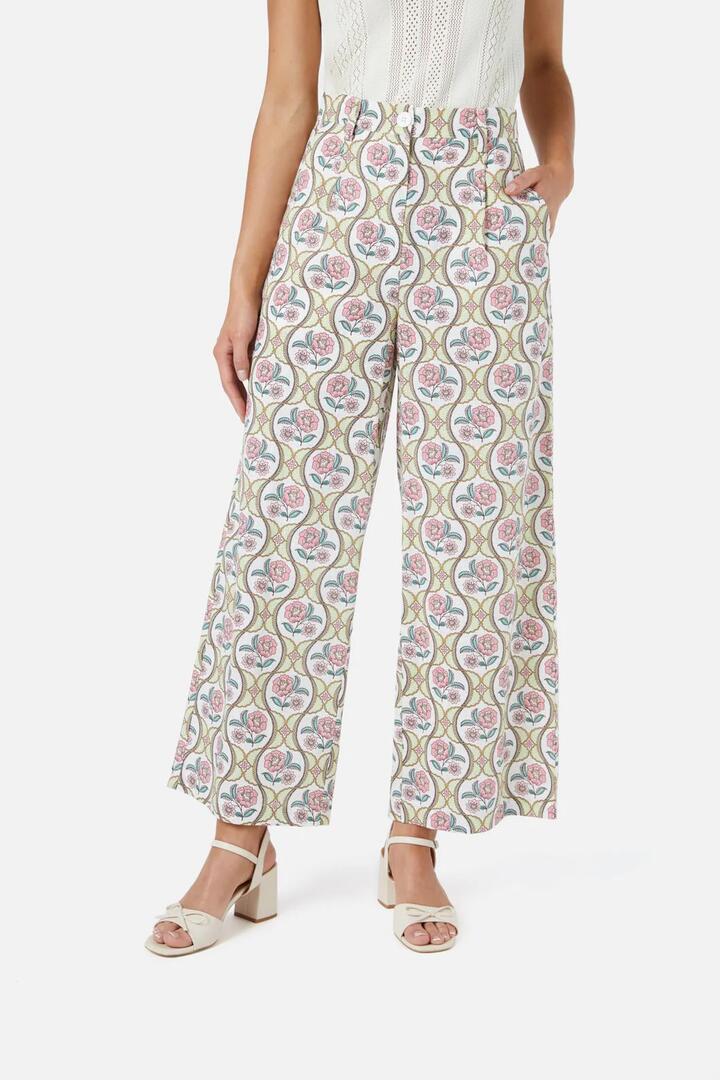 Image of a model wearing Pants. Productname: Renata Pant in Green colour by brand - Princess Highway
