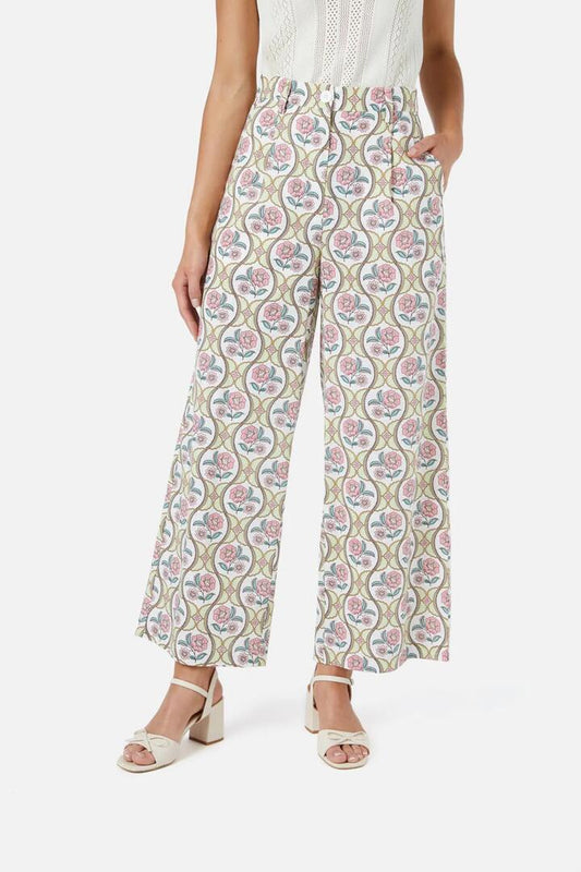Image of a model wearing Pants. Productname: Renata Pant in Green colour by brand - Princess Highway