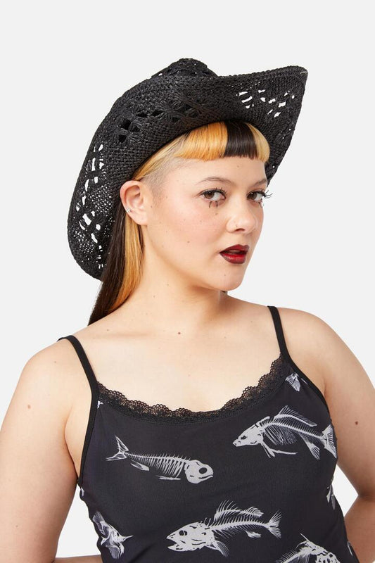 Image of Hats. Productname: Straw Western Hat in Black colour by brand - Dangerfield