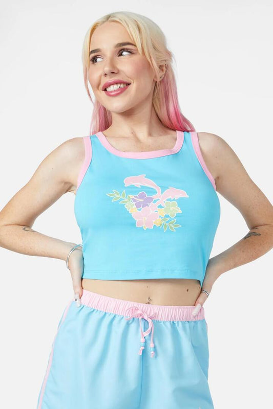 Image of a model wearing Tops. Productname: H2O Tee in Blue colour by brand - Dangerfield