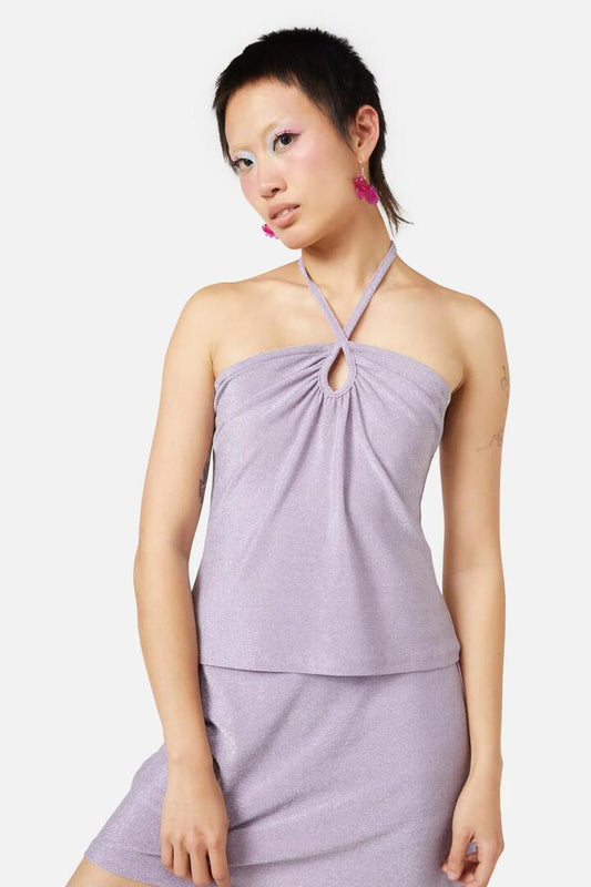 Image of a model wearing Tops. Productname: Beach Side Top in Pink colour by brand - Dangerfield