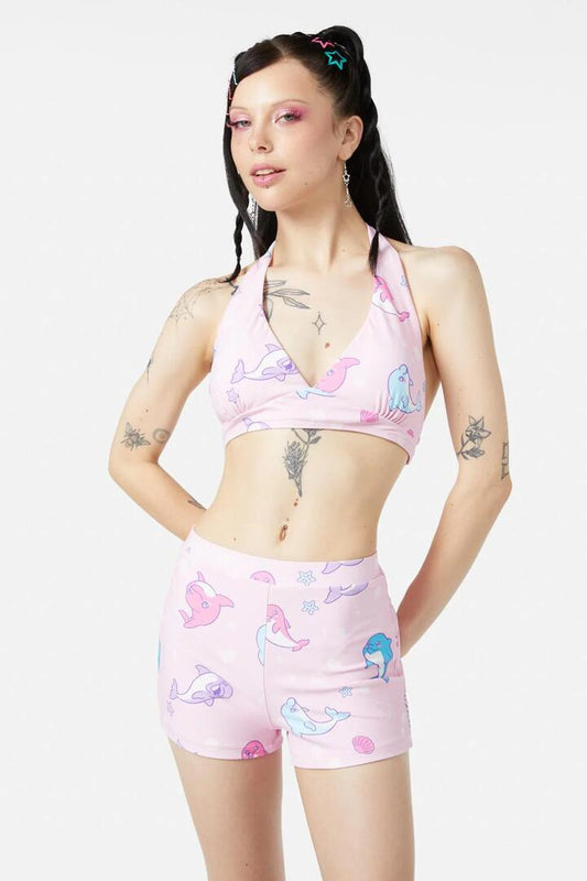Image of Swimwear. Productname: Dolphin Pod Swim Bottom in Pink colour by brand - Dangerfield