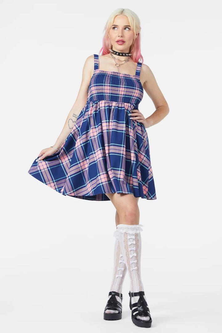 Image of a model wearing Dress. Productname: Sandbank Tartan Dress in Multi colour by brand - Dangerfield