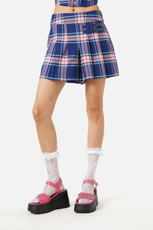 Image of a model wearing Skirts. Productname: Sandbank Tartan Skort in Multi colour by brand - Dangerfield