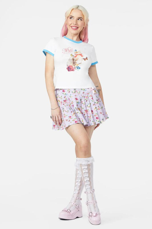 Image of a model wearing Tops. Productname: Milf Tee in Cream colour by brand - Dangerfield