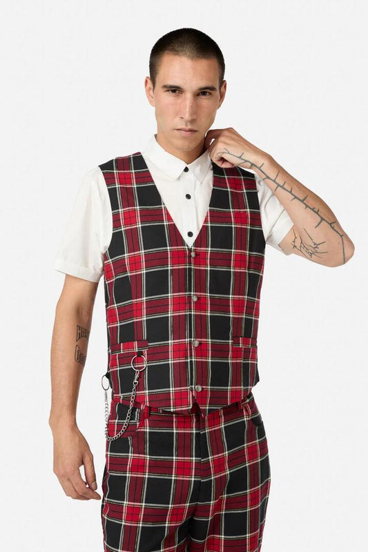 Image of a model wearing Tops. Productname: Boundless Vest in Red colour by brand - Dangerfield