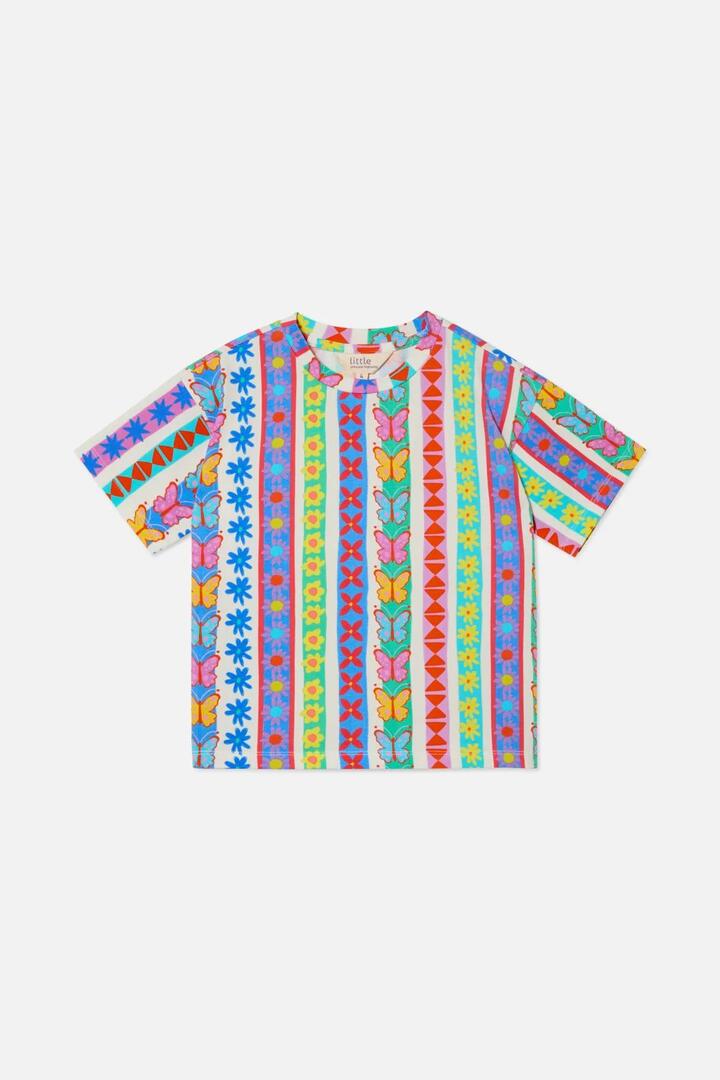 Image of T-Shirts. Product name - Daisy Stripe Kids SS Tee in Multi colour by brand - Princess Highway Kids