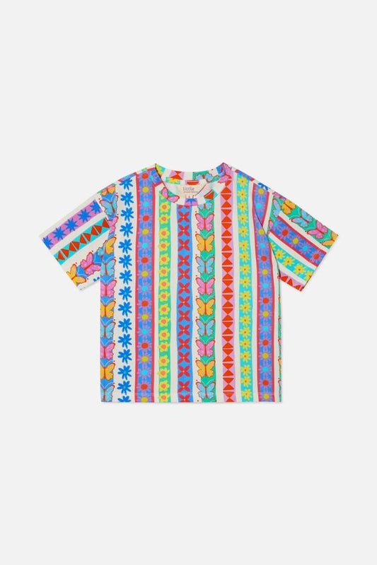 Image of T-Shirts. Product name - Daisy Stripe Kids SS Tee in Multi colour by brand - Princess Highway Kids
