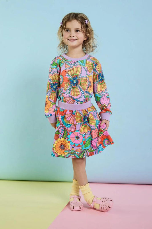 Image of a model wearing Skirts. Productname: Paisley Floral Kids Skirt in Pink colour by brand - Princess Highway Kids
