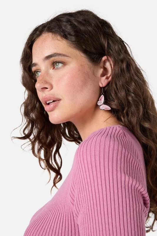 Image of Earrings. Productname: Yvette Butterfly Earrings in Pink colour by brand - Princess Highway