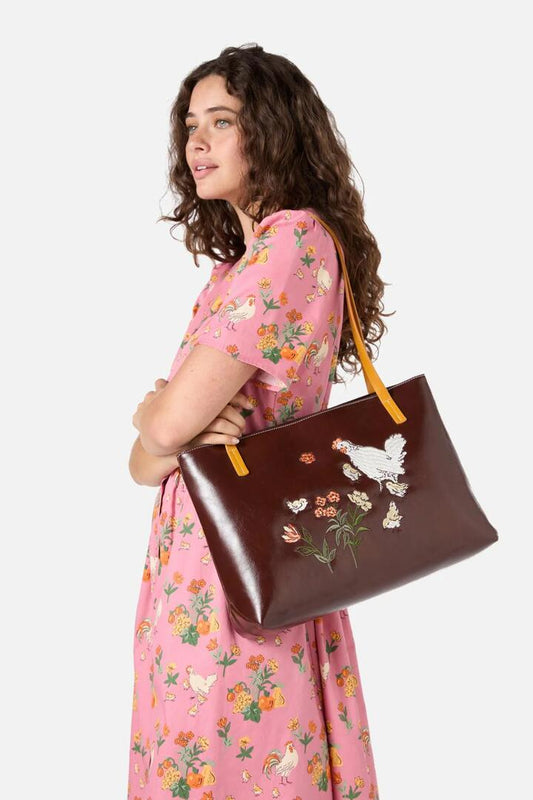 Image of Bags. Productname: Pretty Chicken Tote in Chocolate colour by brand - Princess Highway