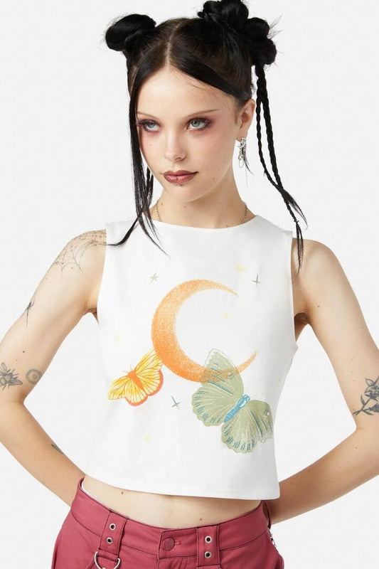 Image of a model wearing Tops. Productname: Garden Party Tank in Cream colour by brand - Black Friday