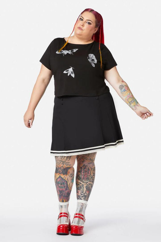 Image of a model wearing Tops. Productname: Curve Rebirth Tee in Black colour by brand - Black Friday