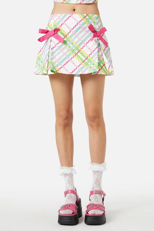 Image of a model wearing Skirts. Productname: Fairybread Anthem Skort in Pink colour by brand - Dangerfield