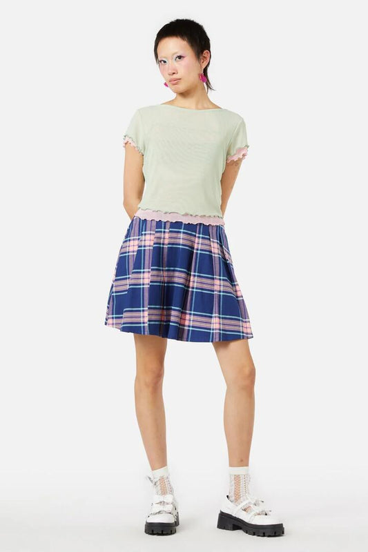 Image of a model wearing Tops. Productname: Bubbles Top in Green/Pink colour by brand - Dangerfield