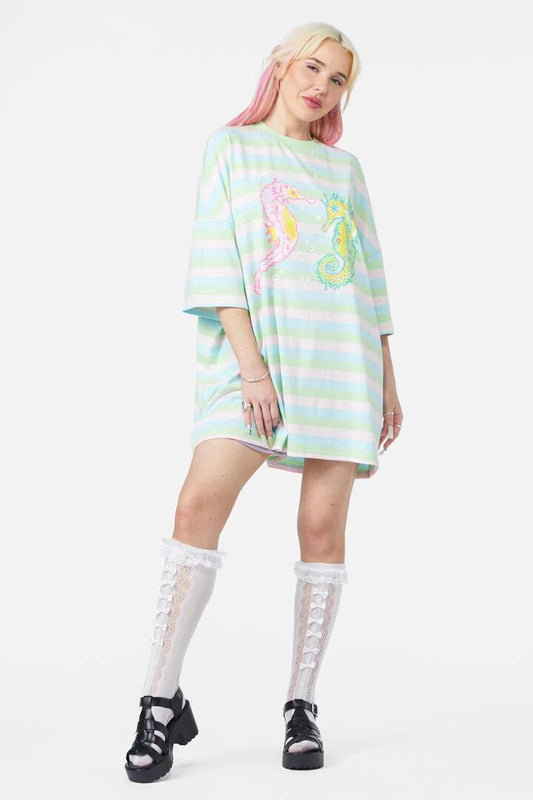 Image of a model wearing Tops. Productname: Riptide OS Tee in Multi colour by brand - Dangerfield