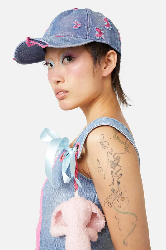 Image of Hats. Productname: Frayed Cap in Denim colour by brand - Dangerfield