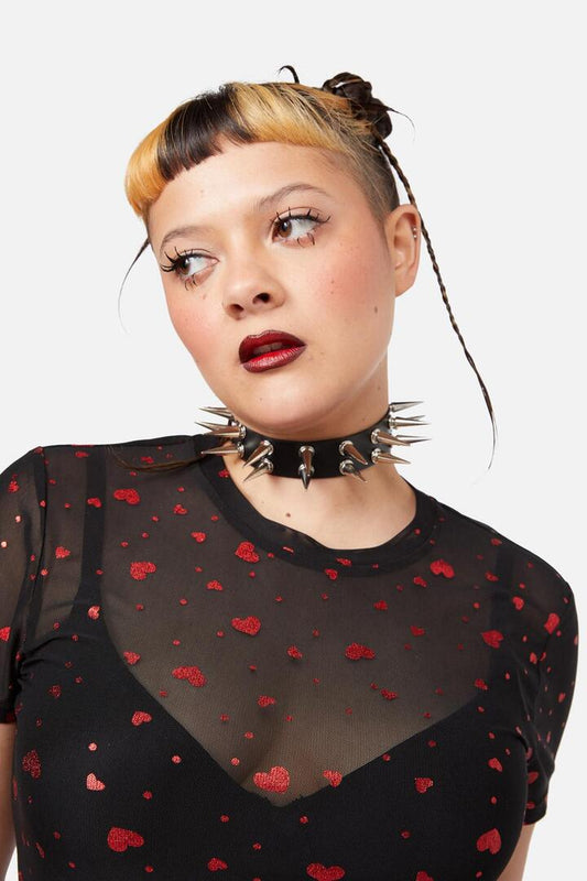 Image of Jewelry. Productname: Double Spike Choker in Black colour by brand - Dangerfield