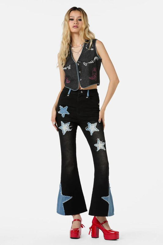 Image of a model wearing Denim. Productname: Catwalk Assassin Jean in Black/Blue colour by brand - Dangerfield