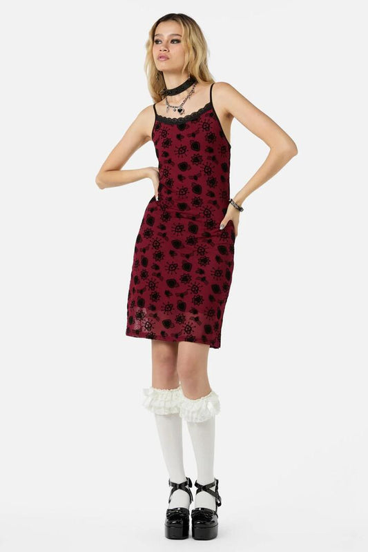 Image of a model wearing Dress. Productname: Mercy Dress in Raspberry colour by brand - Dangerfield