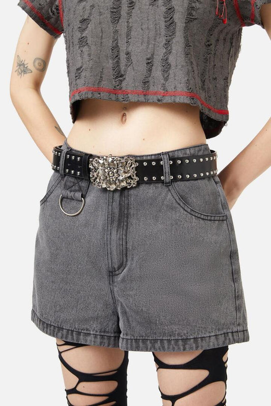 Image of Accessories. Productname: Flower Buckle Stud Belt in Black colour by brand - Black Friday