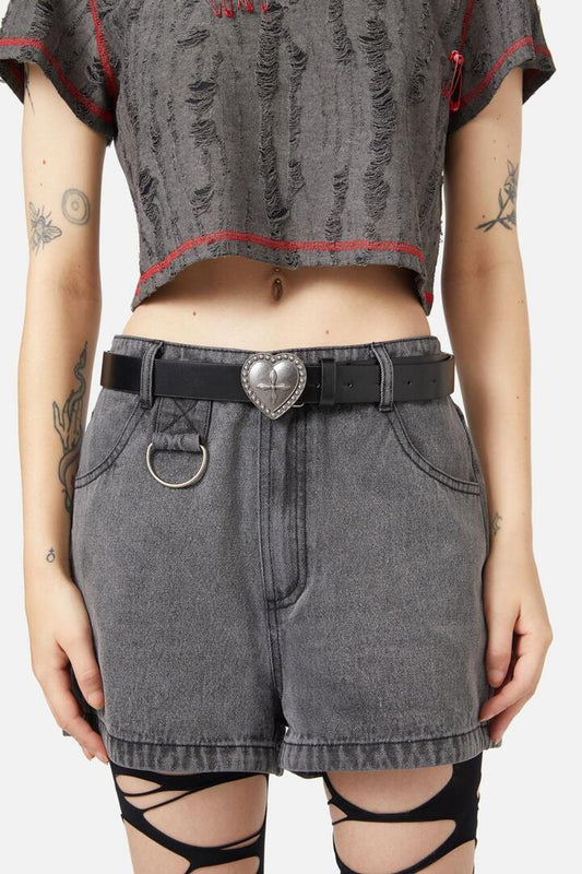 Image of Accessories. Productname: Heart Buckle Belt in Black colour by brand - Black Friday