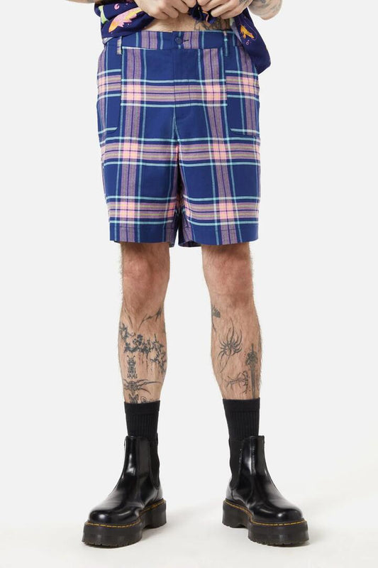 Image of a model wearing Shorts. Productname: Sandbank Tartan Short in Multi colour by brand - Dangerfield