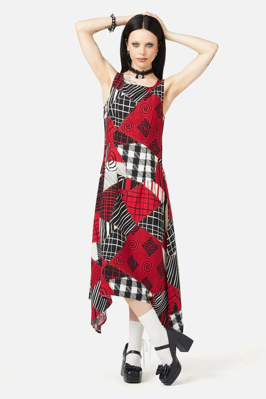 Image of a model wearing Dress. Productname: Patched Up Dress in Multi colour by brand - Black Friday