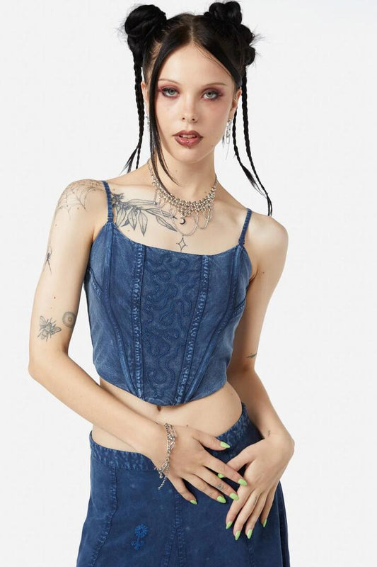Image of Lingerie. Productname: Whimsy Corset Top in Midnight colour by brand - Black Friday
