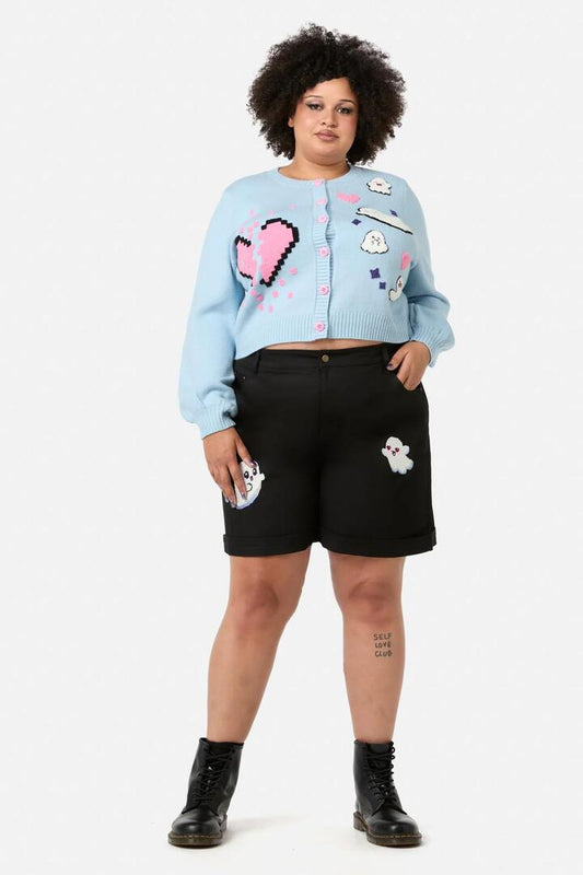 Image of a model wearing Shorts. Productname: Curve Ghostie Shorts in Black colour by brand - Black Friday