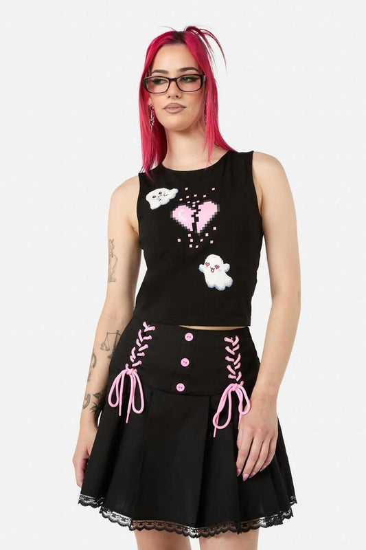 Image of a model wearing Tops. Productname: Ghostie Tank in Black colour by brand - Black Friday