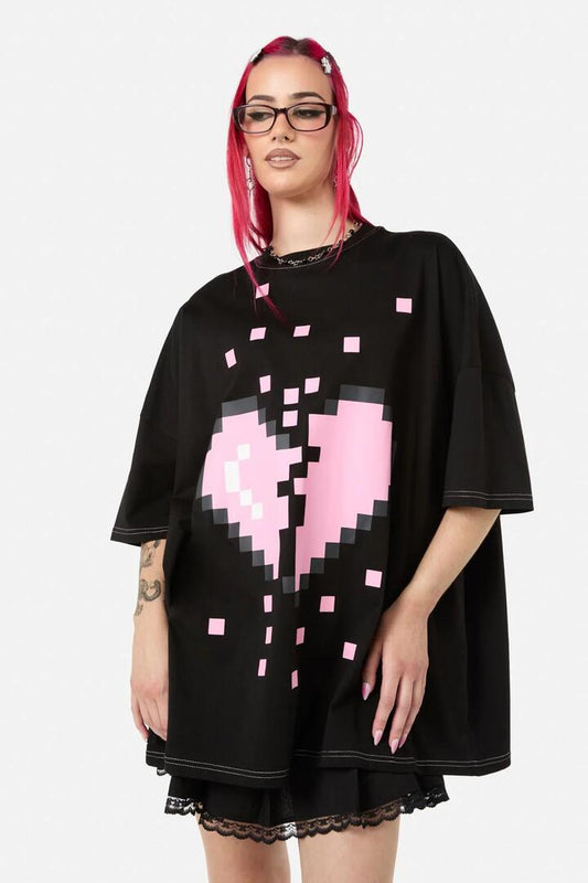 Image of a model wearing Tops. Productname: Two Of Hearts OS Tee in Black colour by brand - Black Friday