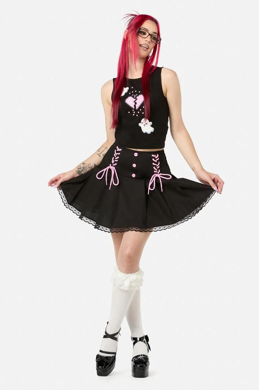 Image of a model wearing Skirts. Productname: Two Of Hearts Lace Up Skirt in Black colour by brand - Black Friday