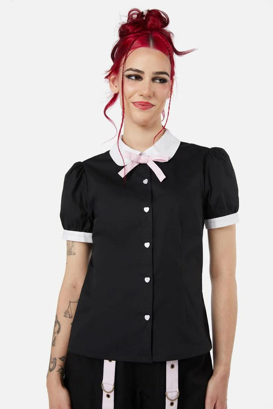 Image of a model wearing Tops. Productname: Ghostie Basic Blouse in Black colour by brand - Black Friday