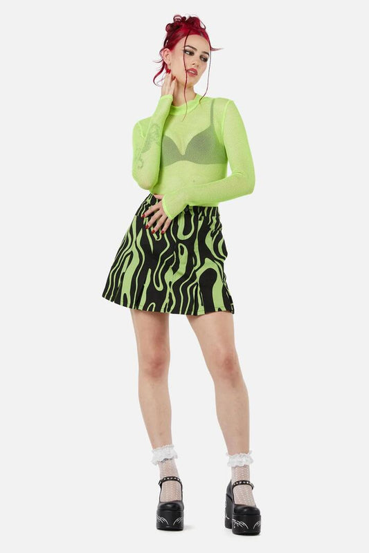 Image of a model wearing Skirts. Productname: Ghost Wave Skirt in Black/Green colour by brand - Black Friday