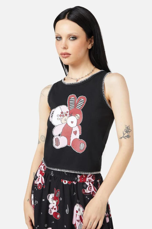 Image of a model wearing Tops. Productname: Buttons Tank in Black colour by brand - Black Friday