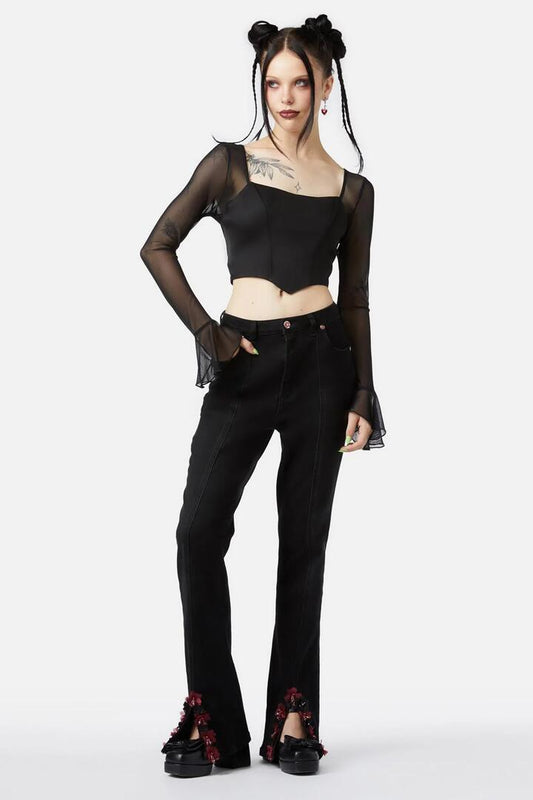 Image of a model wearing Denim. Productname: Wondering Mind Jeans in Black colour by brand - Black Friday