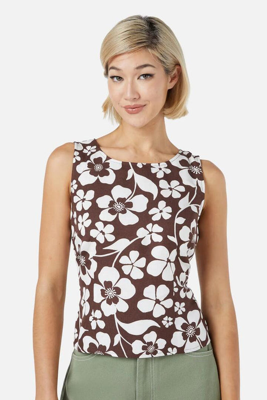 Image of a model wearing Tops. Productname: Cecilia Top in Chocolate colour by brand - Princess Highway