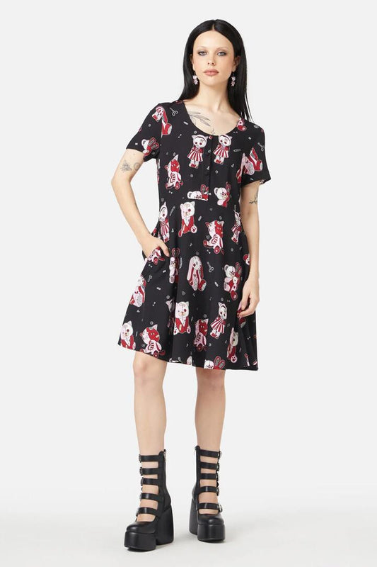 Image of a model wearing Dress. Productname: Sew Much Fun Dress in Black colour by brand - Black Friday