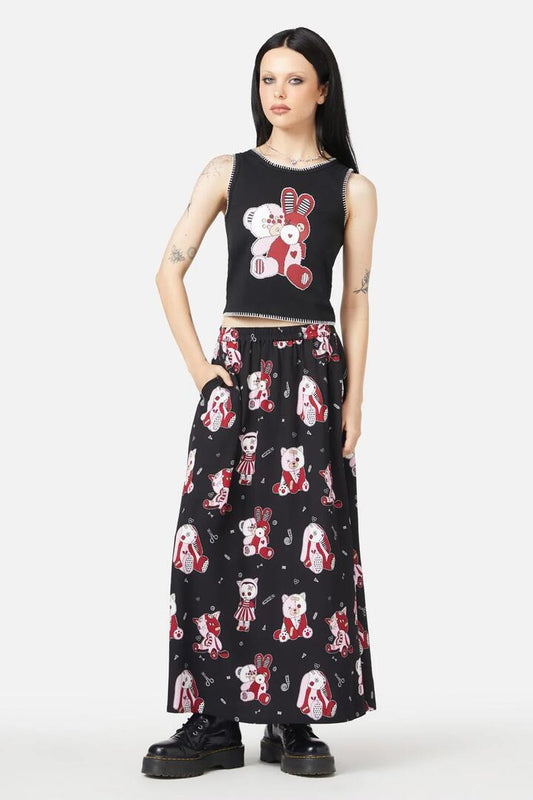 Image of a model wearing Skirts. Productname: Sew Much Fun Skirt in Black colour by brand - Black Friday