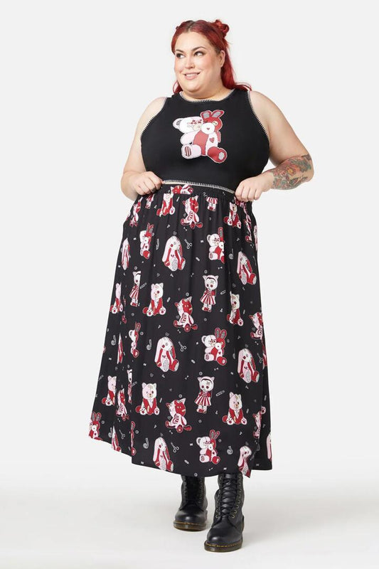 Image of a model wearing Skirts. Productname: Curve Sew Much Fun Skirt in Black colour by brand - Black Friday