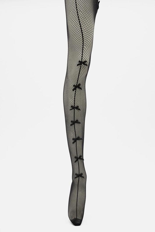 Image of Lingerie. Productname: Bows Fishnet Tights in Black colour by brand - Dangerfield