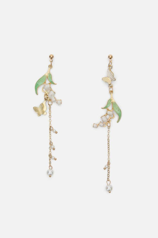 Image of Earrings. Productname: Butterfly & Pearls Earrings in Gold colour by brand - Princess Highway