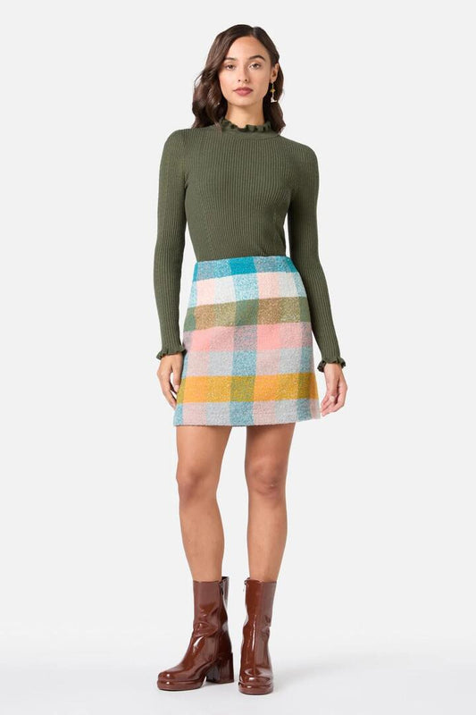 Image of a model wearing Skirts. Productname: Mandy Pastel Check Skirt in Pastel Check colour by brand - Princess Highway
